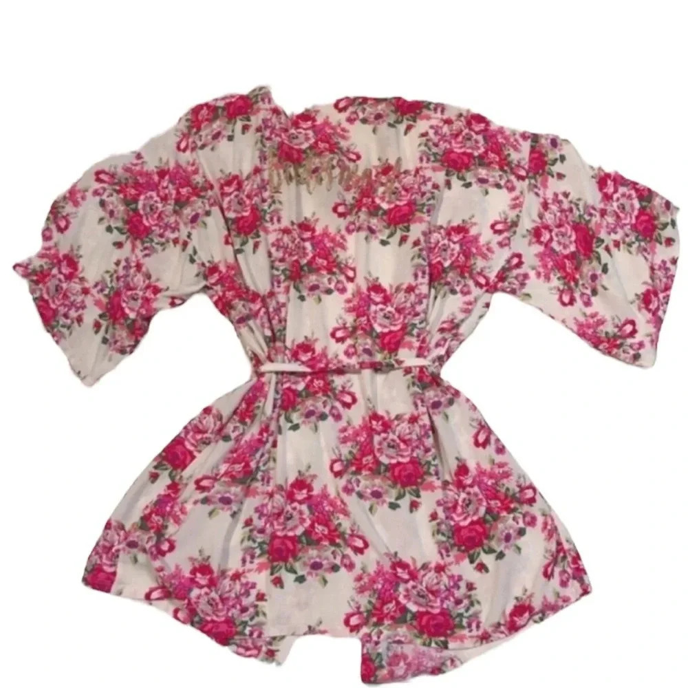 Bridesmaid Gold Floral Wrap Robe Size M/L - Picture 2 of 5